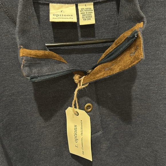 R-Options Men's Button Quarter Zip With Patches Sweater Size L - Picture 4 of 6